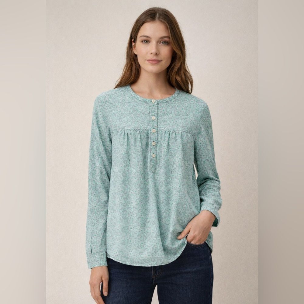Vineyard Vines Long Sleeve Popover Babydoll Top